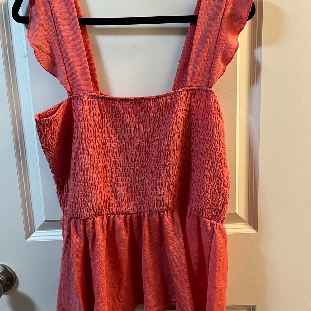 Pink Smocked Ruffled Sleeveless Tank Top